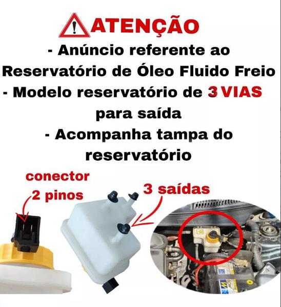 Imagem de Reservatório Fluído de Óleo Freio Fiat Strada Adventure 2012 2013 2014 2015 2016 2017 2018 2019 2020 3 Vias de Saída Original