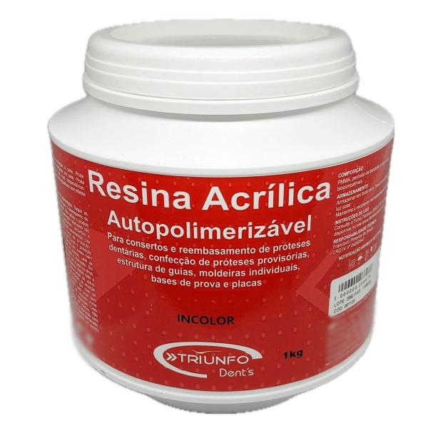 Imagem de Resina Acrílica Auto Pó Incolor 1kg Consertos Reparos Triunfo