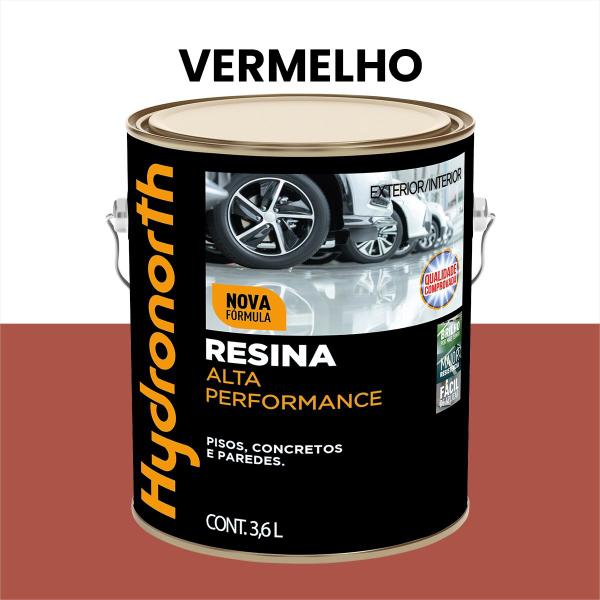 Imagem de Resina Acrílica Base Água Vermelho 3,6L Hydronorth Premium