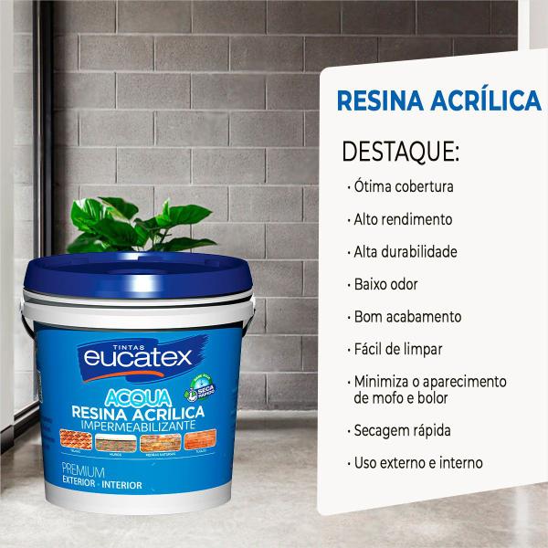 Resina Base Água Hidrorrepelente P/ Telhado 3,6l Eucatex Escolha Cor Imagem de Resina Base Água Hidrorrepelente P/ Telhado 3,6l Eucatex Escolha Cor