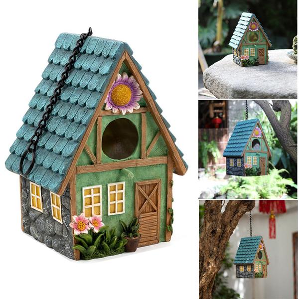 Imagem de Resina de decoração suspensa de árvore Bird House para jardim ao ar livre