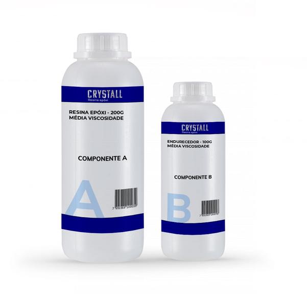 Resina Epóxi De Média espessura Kit Com 300g - Crystall Imagem de Resina Epóxi De Média espessura Kit Com 300g
