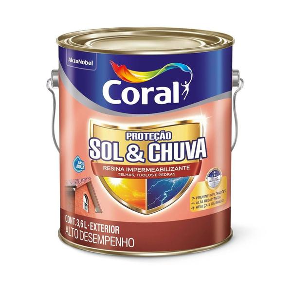 Imagem de Resina impermeabilizante coral sol e chuva ceramica onix 3,6l