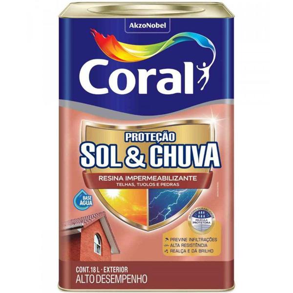 Imagem de Resina impermeabilizante coral sol e chuva ceramica telha 18l