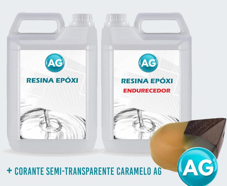 Imagem de Resinas Epóxi 1Kg + Corante Semi-Transparente De Caramelo Ag