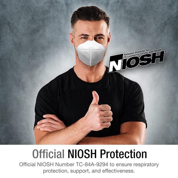 Imagem de Respirador de máscaras MÍLOGO N95  Fabricado nos EUA  Máscara facial de respiradores de partículas N95 certificadas NIOSH (Pacote de 40) (501831 (40PK))