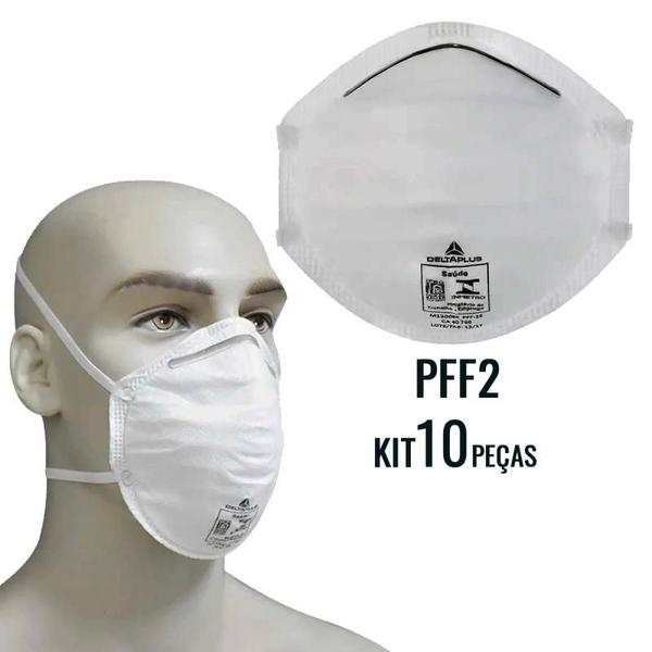 Imagem de Respirador PFF2-S Branco Tipo Concha Kit com 10 Unidades M1200BR DELTA PLUS