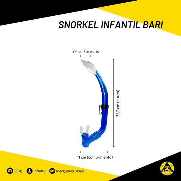 Respirador Snorkel de Mergulho Infantil Cetus Bari Imagem de Respirador Snorkel de Mergulho Infantil Cetus Bari