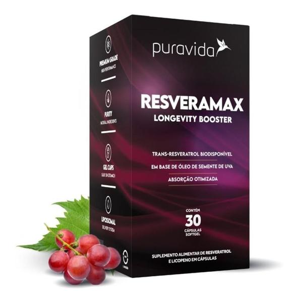 Imagem de Resveramax Resveratrol Licopeno Puravida 30 Cáps Softgel