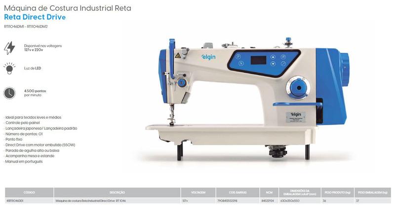 Imagem de Reta Direc Drive Industrial - Elgin -110vCOM 100 AGULHAS