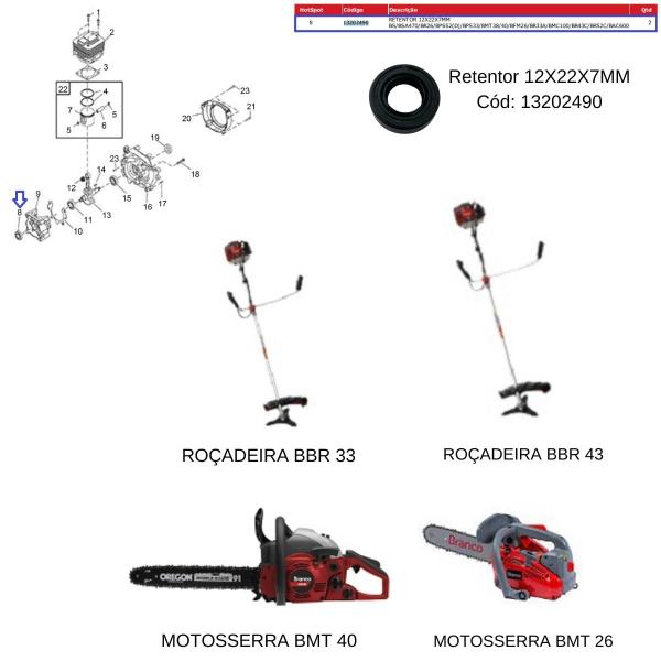 Imagem de Retentor 12x22x7mm CÓD: 13202490 P/ Roçadeiras Elite 220/250