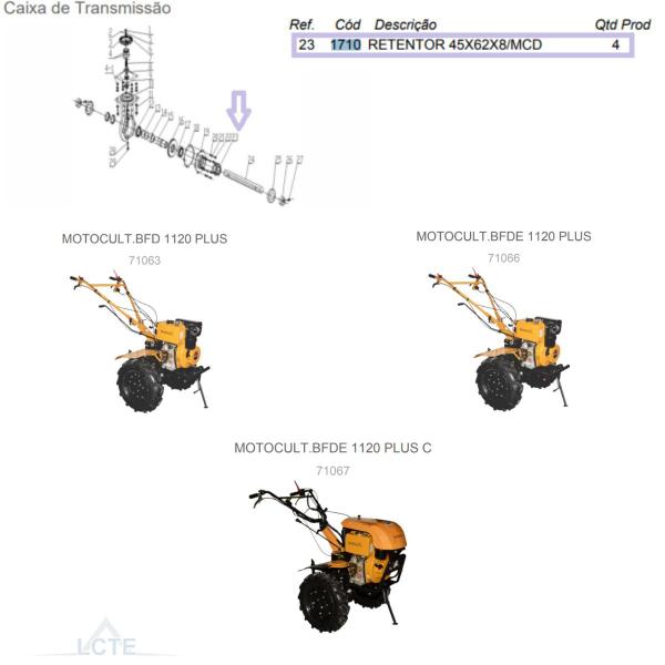 Imagem de Retentor 45X62X8 P/ Motocultivador BFD 1100 - 1710