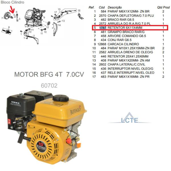 Imagem de Retentor do Bloco do Cilindro 6X11X4mm Buffalo - 1787