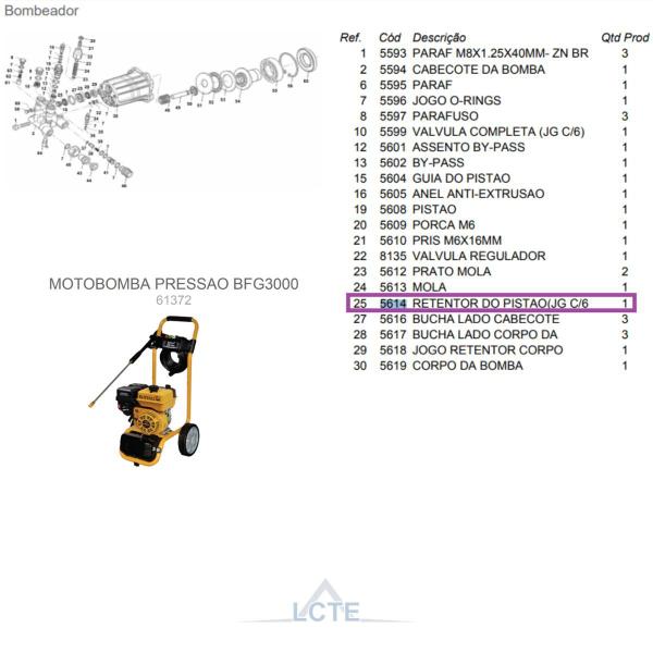 Imagem de Retentor Do Pistão(JG C/6uni) Hidrolavadora BFG3000 Pro 5614