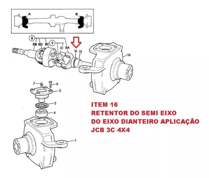 Imagem de Retentor semi eixo longo jcb 3c 904/50047