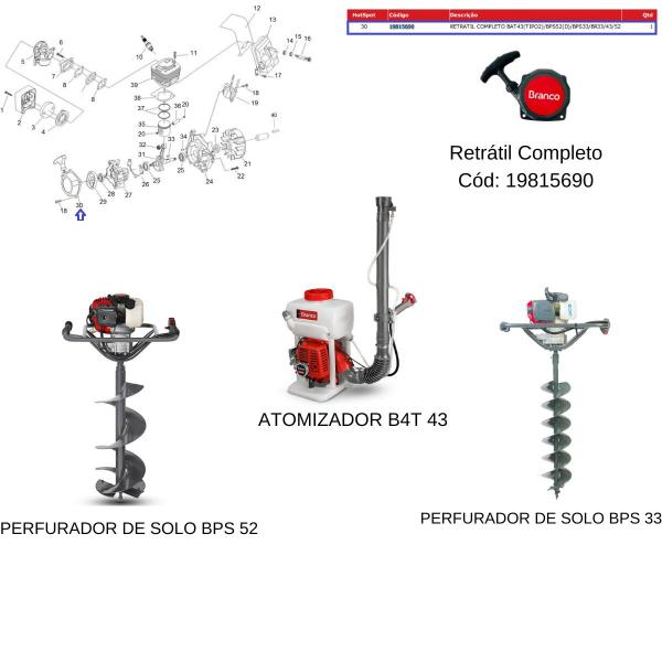 Imagem de Retrátil Completo Para Perfurador De Solo BPS 52/33 Branco