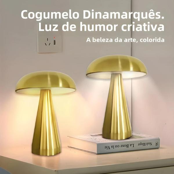 Imagem de Retro Cogumelo Led Night Light Sensor De Toque Recarregável Lâmpada Mesa Para O Quarto Restaurante