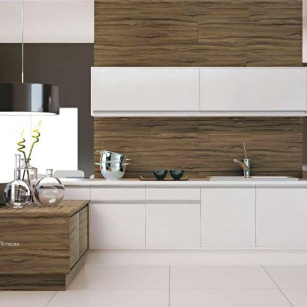 Imagem de Revest Para Formica Mdf Nogal Terracota Arauco 3m x 1,20 Acabamento Resistente Moveis