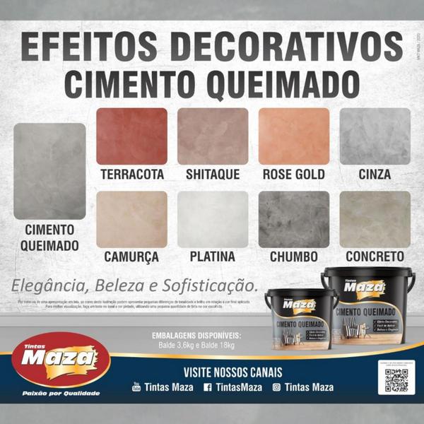 Imagem de Revestimento Cimento Queimado 5,6Kg + Wash Primer 600ml - Maza