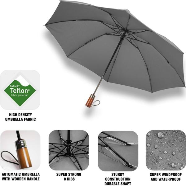 Imagem de Revestimento de teflon compacto de viagem Umbrella Raintrend Reverse cinza