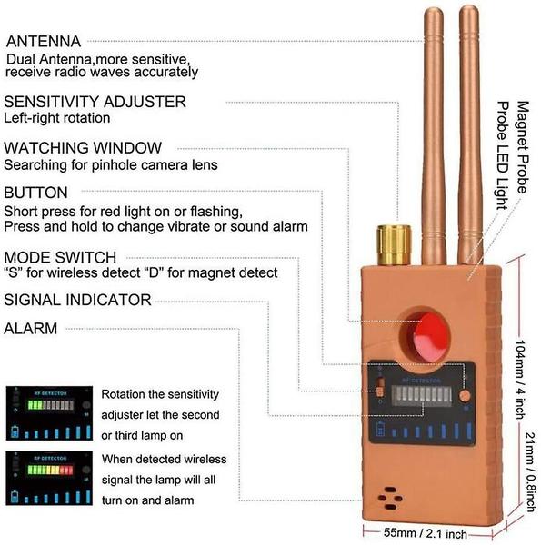 Imagem de Rf Signal Detector, Wireless Bug Detector Signal para detectar câmeras espiãs, dispositivos de escuta, rastreador GPS (preto)