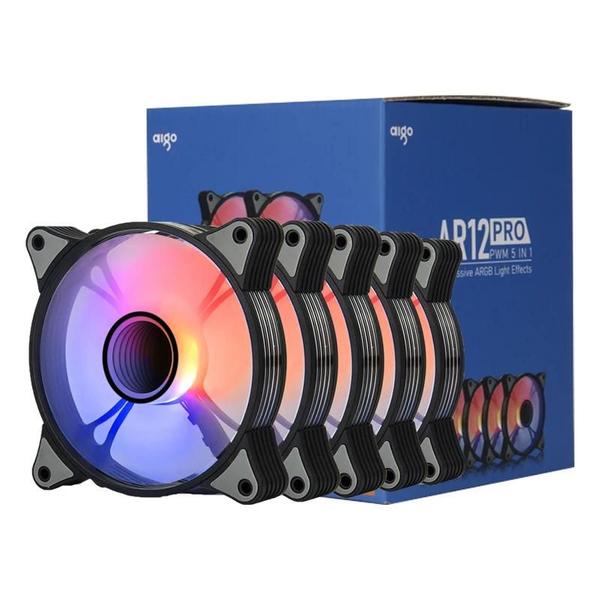 Imagem de Rgb 120mm Aigo Ar12pro Pwm Argb Ventilador De Resfriamento 12cm Colorido Aurora Effect Pc Case