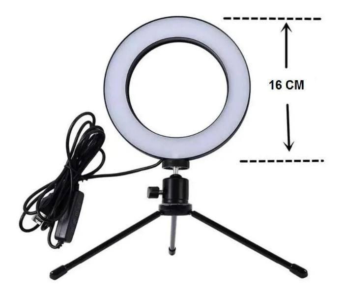 Right Light Ring 16 Cm Led + Tripé 16 Cm Youtuber Tic Toc - Ring Fill Imagem de Right Light Ring 16 Cm Led + Tripé 16 Cm Youtuber Tic Toc