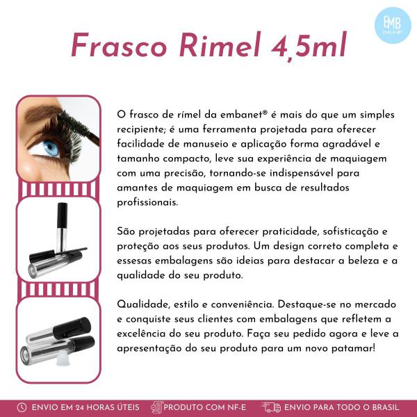 Imagem de Rimel 4,5ml Frasco Transparente Com Batoque Tampa Preta 100u 