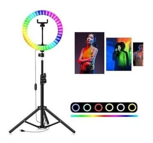 Imagem de Ring Light 10 Polegadas + Tripé 2,10 + Suporte Cel iluminador anel 50 cores RGB