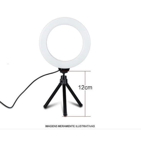 Imagem de Ring Light 16Cm 6 Polegadas Com Tripé E Suporte De Mesa