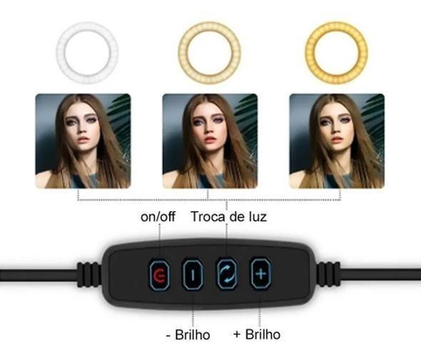 Imagem de Ring Light 16cm Iluminação Suporte Para Celular Microfone