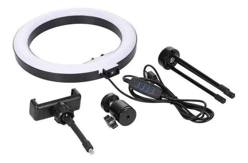 Imagem de Ring Light 20cm 8 Pol + Tripé De Mesa + Suporte Celular