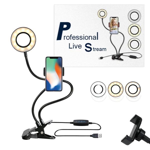 Imagem de Ring Light 20Cm Braços Flexíveis Com Suporte Para Celular