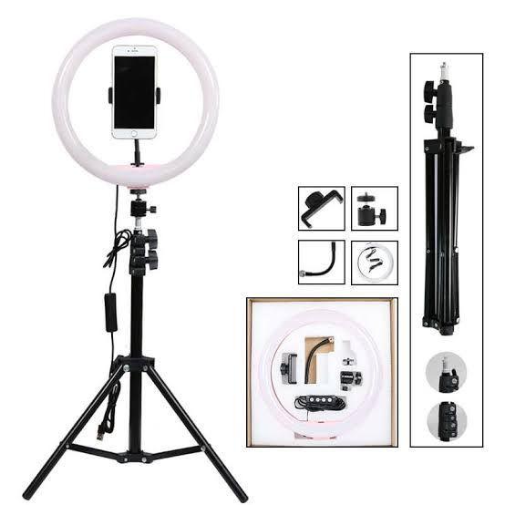 Imagem de Ring Light 30cm 12 polegadas LED 35W Suporte Celular Iluminador Profissional 3 Cores Tripe 2 mts