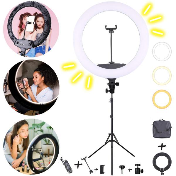 Ring Light 48 Led Selfie Lives Grande Potente Dimmer +Tripe - PDIMPORT Imagem de Ring Light 48 Led Selfie Lives Grande Potente Dimmer +Tripe