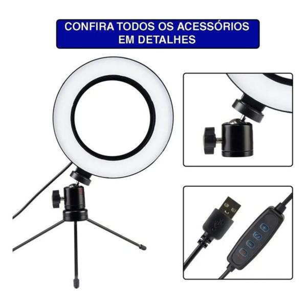 Imagem de Ring Light  6 Polegadas Tripe com Suporte Celular 16cm