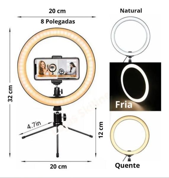 Imagem de Ring light 8pol- 20cm com mini tripe