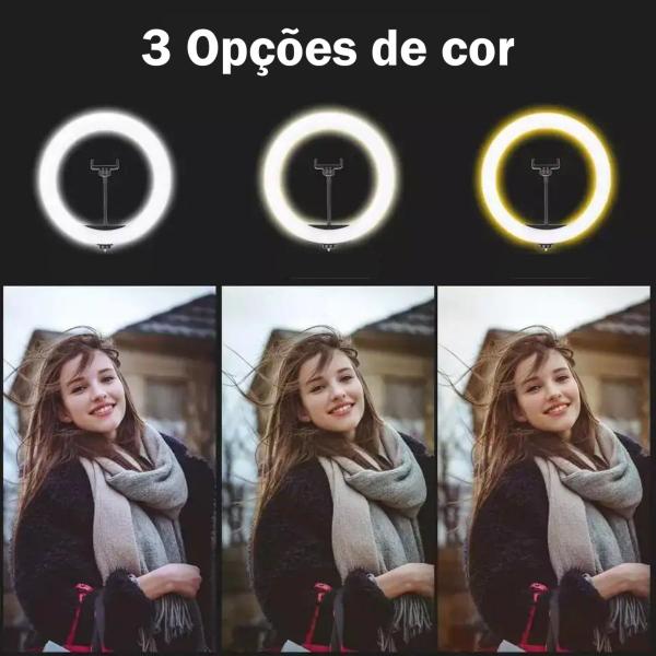 Imagem de Ring Light Anel De Luz Led 10" 26cm Tripé Grande 2,1 Metros