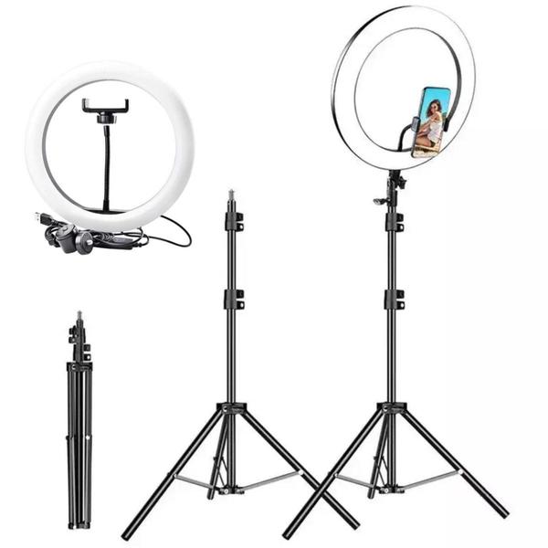 Imagem de Ring Light Anel De Luz Led 10" 26cm Tripé Grande 2,1 Metros - B-max