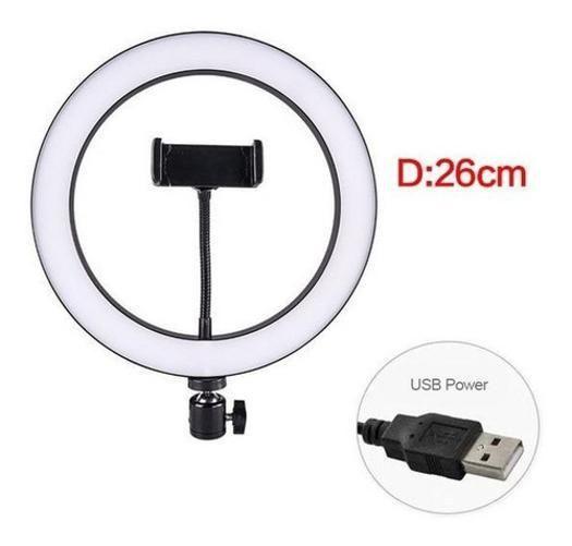 Imagem de Ring Light Completo Iluminador Portátil 26Cm + Tripé 2Metros