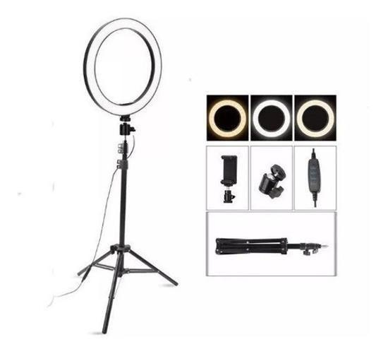 Ring Light Completo Iluminador Portátil 26Cm + Tripé 2Metros - Nao Informada Imagem de Ring Light Completo Iluminador Portátil 26Cm + Tripé 2Metros
