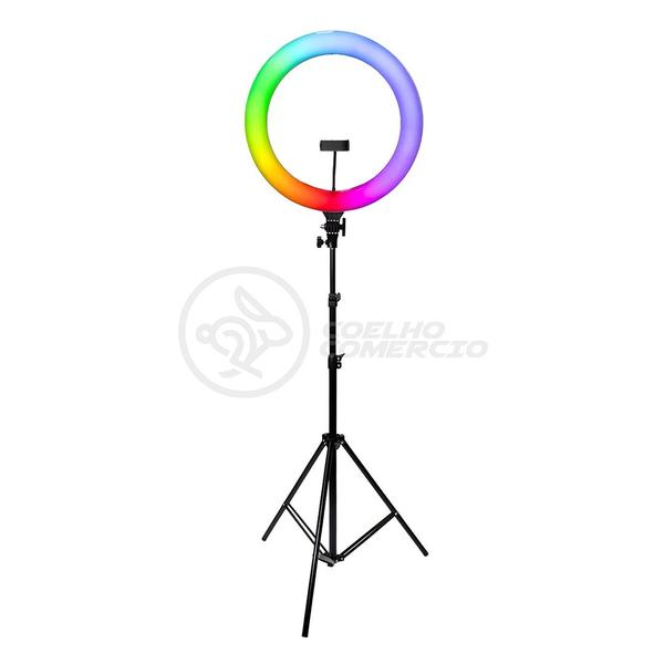 Imagem de Ring Light de 12 Polegadas RGB com Tripé Ajustável 1,6m para Gravações e Selfies