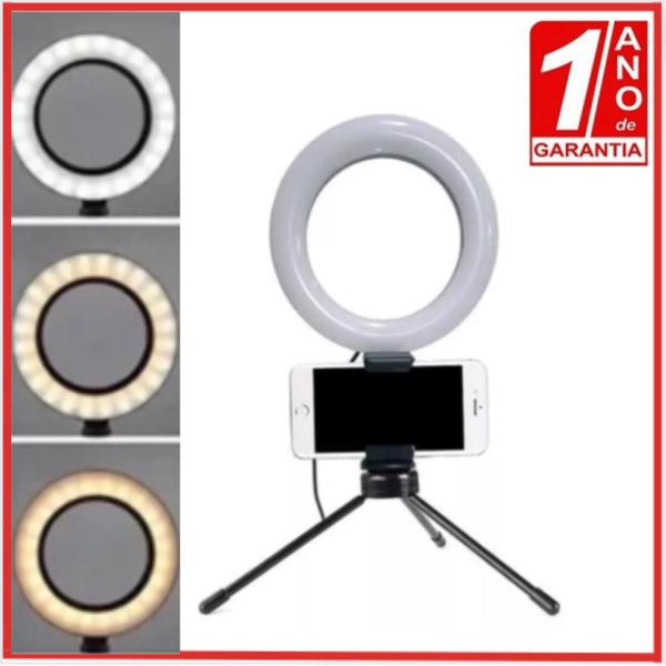 Imagem de Ring Light de Mesa Blogueira Portátil Luminária De Led 6 Polegadas + Tripé De 16 Cm Right