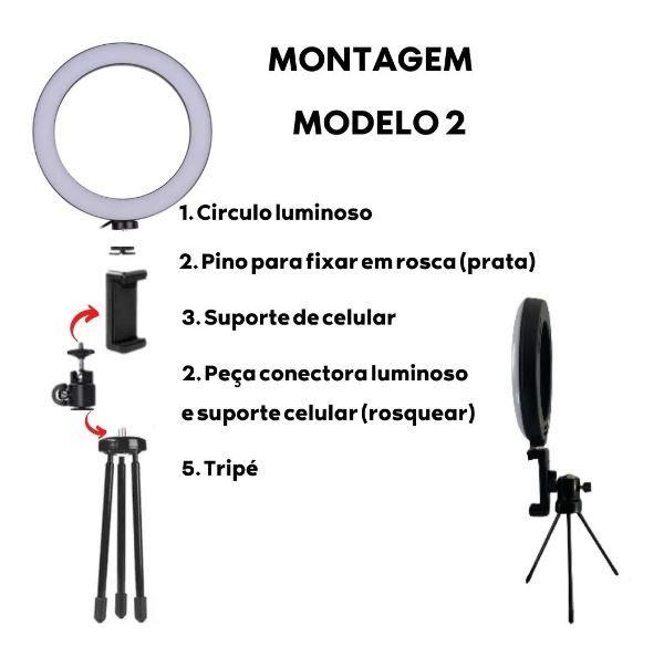 Imagem de Ring Light de Mesa Blogueira Portátil Luminária De Led 6 Polegadas + Tripé De 16 Cm Right