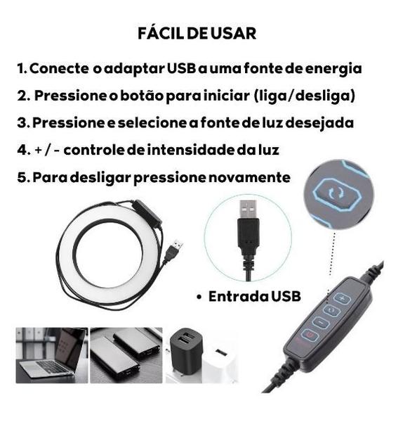 Imagem de Ring Light de Mesa Blogueira Portátil Luminária De Led 6 Polegadas + Tripé De 16 Cm Right