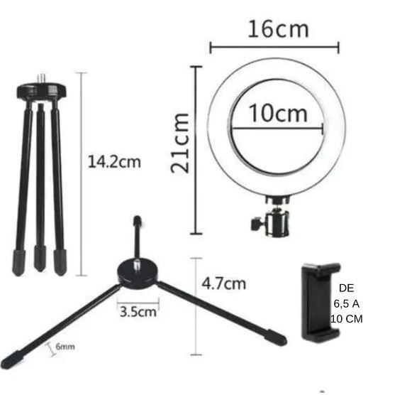 Imagem de Ring Light de Mesa Blogueira Portátil Luminária De Led 6 Polegadas + Tripé De 16 Cm Right