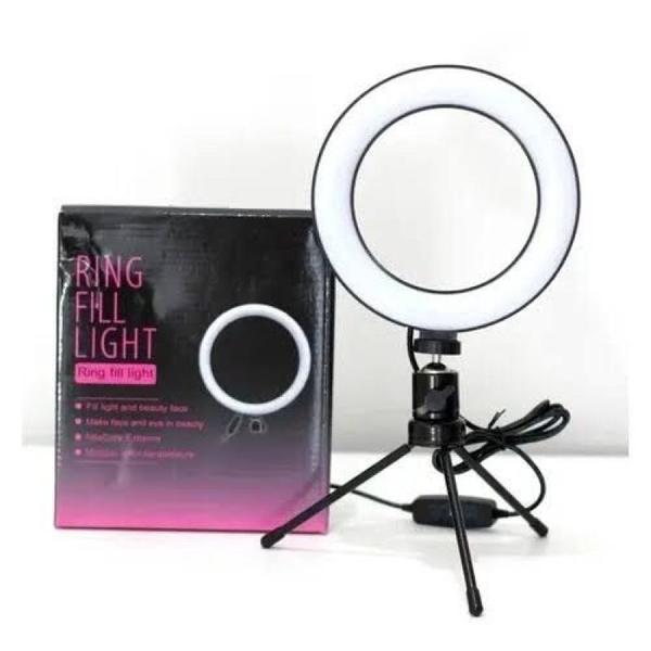 Imagem de Ring Light de Mesa e Tripé 8 Polegadas com Suporte Celular