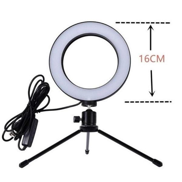 Imagem de Ring Light De Mesa Iluminador De Led Tripé 6 Polegadas 16Cm