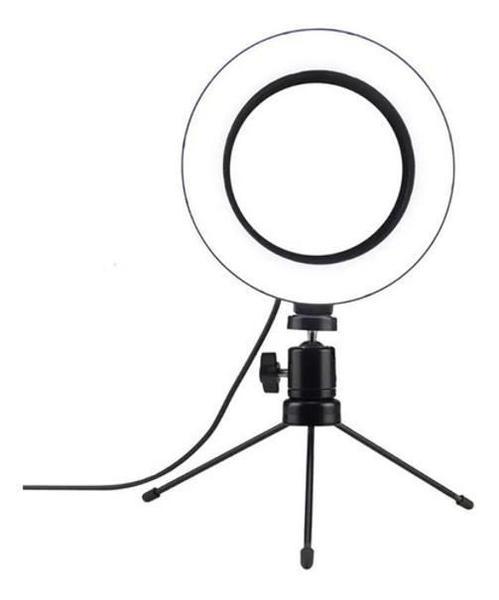 Imagem de Ring Light De Mesa Iluminador Led Mini Tripé Anel 16Cm Usb