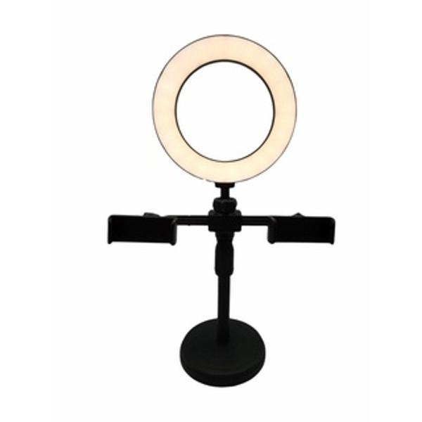 Imagem de Ring Light de Mesa Portátil Regulável Com Suporte para 2 Celulares WS-868